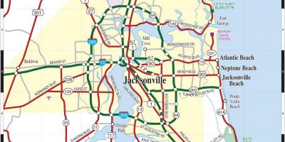 মানচিত্র এর Jacksonville, ফ্লোরিডা