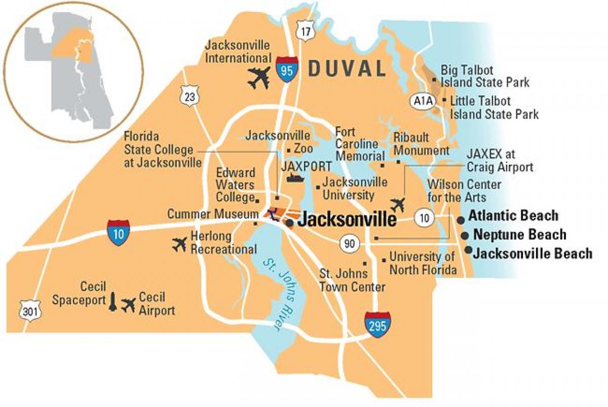 Jacksonville Florida comtat mapa