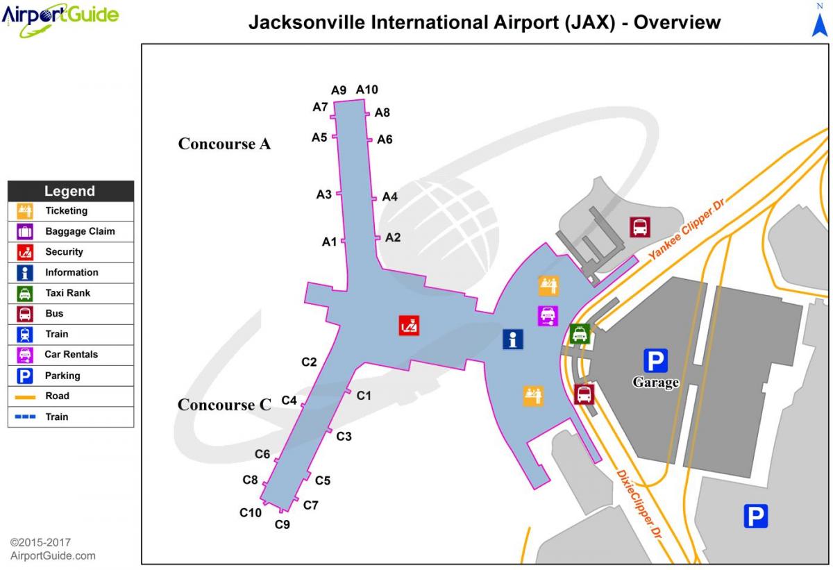 Jacksonville (FLORIDA) mapa de l'aeroport