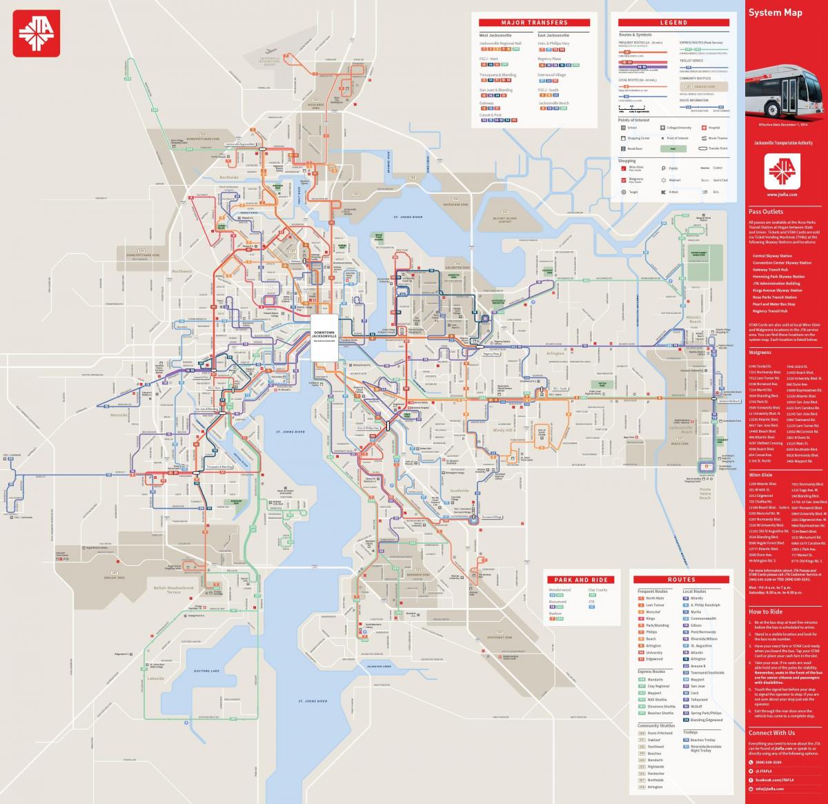 Jacksonville mapa de autobuses