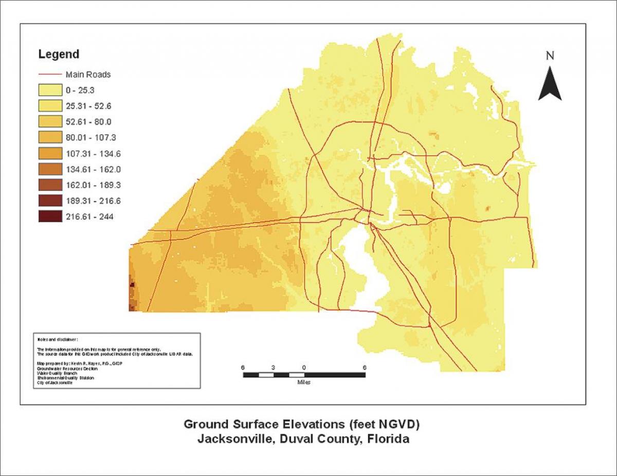 la carte de Jacksonville topographiques