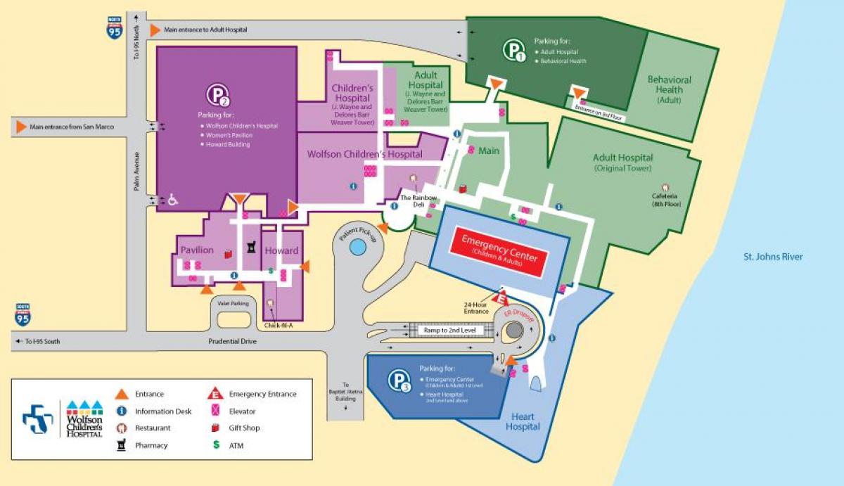 mapa de Jacksonville hospital