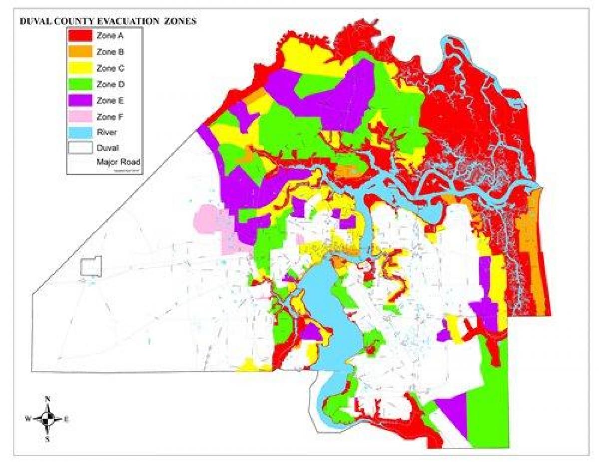 Jacksonville FL Overstroming zone kaart